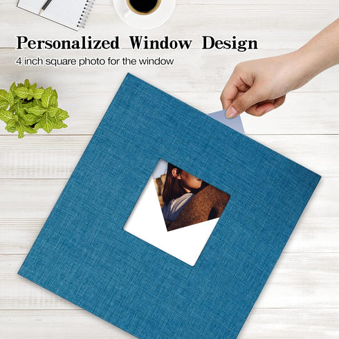 potricher Large Photo Album Self Adhesive 3x5 4x6 5x7 8x10 Pictures Linen Cover 40 Blank Pages Magnetic DIY Scrapbook Album with A Metallic Pen (Blue) by potricher