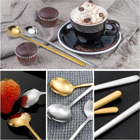 20 Pcs 6.8 Inches Coffee Spoons, Espresso Spoons, Stainless Steel Stirring Spoons with Long Handle, Cute Mini Gold