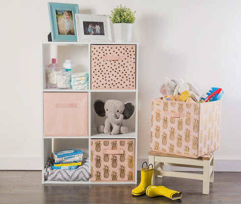 DII Non Woven Fabric Storage Bin Collection, Collapsible Organizer Cube, Small Set, 13x13x13", Millennial Pink