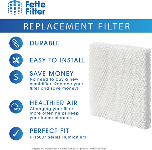 Fette Filter - Filter T Humidifier Wicking Filters for Honeywell HFT600T HFT600PDQ, Includes 2 Filters