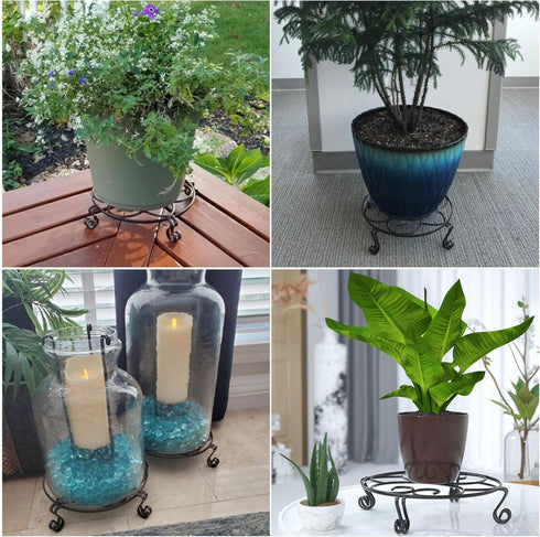 Yimobra Original Patented Plant Stand for Flower Pot, Heavy Duty Indoor Outdoor Metal Holder, Round Supports (Bronze)