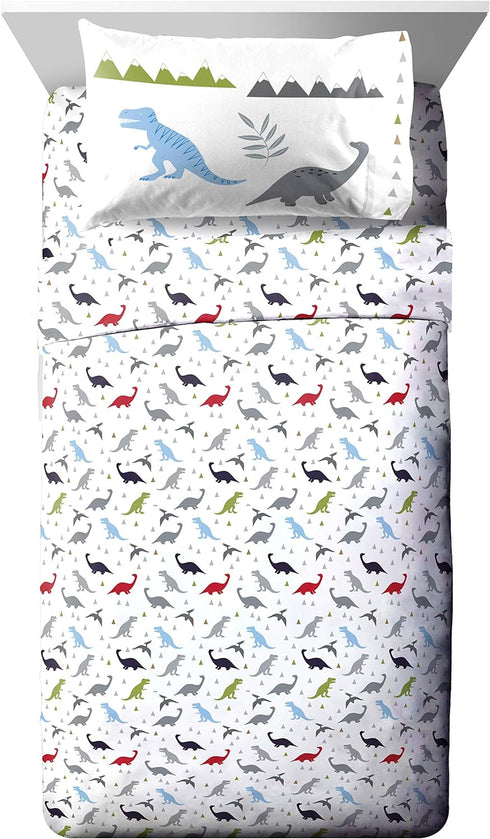 4 Set Set Jay Franco Trend Collector Dinosaur Roar Piece Toddler Bed - Includes Comforter & Sheet - Super Soft Fade