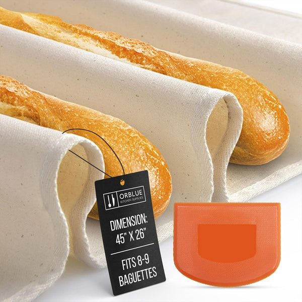 Orblue Bakers Couche and Proofing Cloth - 100% Cotton Fabric for Bread Dough Baking, Extra Large 45 x 26 Inches