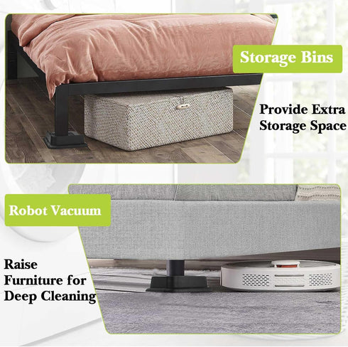 Bed Risers - Heavy Duty 1 inch, 2 inch, 3 inch, 4 inch, 6 inch, 8 inch, Support up to 6000 Lbs (Black 8 Pack)