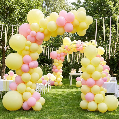 135pcs 18 12 10 5 Inch RUBFAC Pastel Yellow Balloons, Latex Light Yellow Balloon Different Sizes for Garland Arch Baby