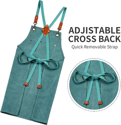ZOMAO Chef Apron, Cotton Canvas Gardening Apron with Large Pockets for Men and Women,Kitchen Cooking Baking Bib Heavy