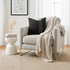 Pack 2 18 18 Inch of Black Boucle Decorative Pillow Cover with Faux Leather Modern Accent Pillow Case x Textured Stripe