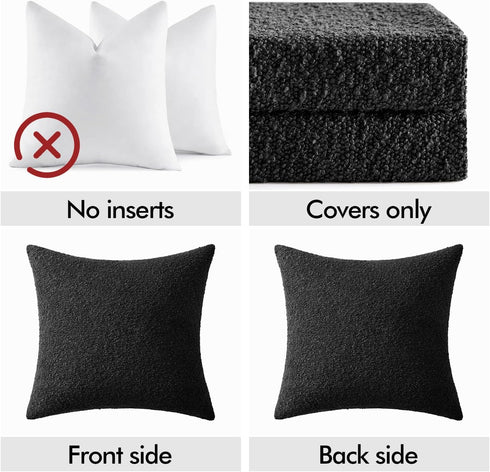 Pack 2, 18 18 Inch, Cozy EMEMA of x Textured Boucle Throw Pillow Covers Soft Accent Solid Cushion Cases Decorative