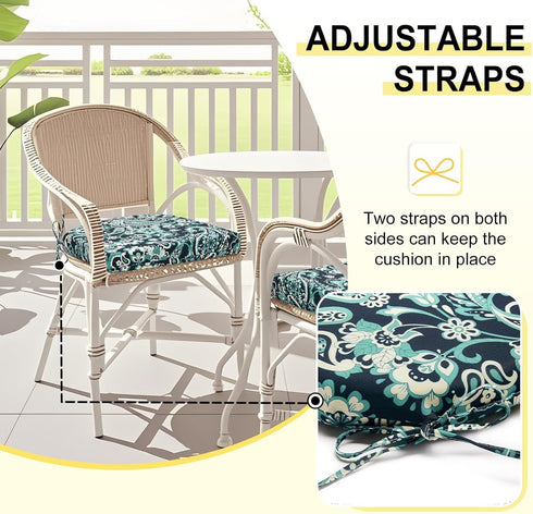 Set 4 17" 16" 2", downluxe Outdoor Chair Cushions of for Patio Furniture, Water-Resistant Patio Chair Cushions