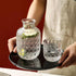 Set Set 18.5 oz Bedside Water Carafe and Glass for Bedroom Nightstand, Bedside, Ticked Glass Mouthwash Decanter