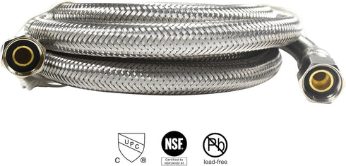 HQRP 2-Pack Universal Premium Stainless Steel Dishwasher Fill Hose, 6-Foot Burst Proof Water Supply Line