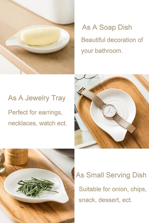 LAUCHUH Spoon Rest for Kitchen Countertop, White Porcelain Holder for Stove Top, Large Spatula and Spoon Holder