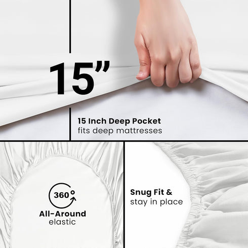 Utopia Bedding Queen Fitted Sheet - Deep Pocket - Soft Microfiber - Easy Care - 1 Sheet Only (White)