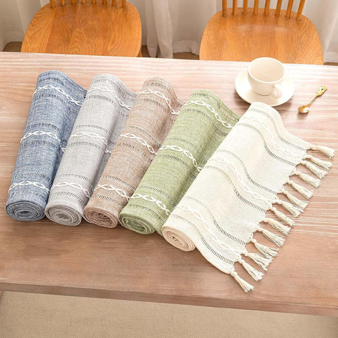 Decorations-Ivory-14 x72, 4-6 Table Runner, Rustic Farmhouse Linen Waterproof Table Runners for Holiday Party, Dresser