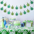 2 Pieces Pot Leaves Weed Banners and 51.2 x 86.6 Inch Weed Tablecover for Pot Leaf Birthday Party Picnic Decoration