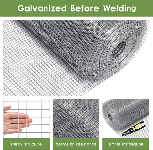 TONGMO 24" 50' 1inch 19 x Hardware Cloth, Mesh Galvanized Chicken Wire Fence, Gauge Welded Wire Roll,Garden Fence