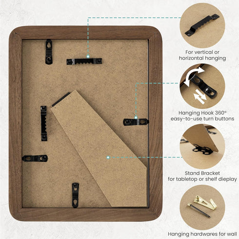6x8 6x8 5x7 6 8 Picture Frame, Solid Natural Walnut Wood Photo Frame with Tempered Glass, Wood Picture Frame with Mat