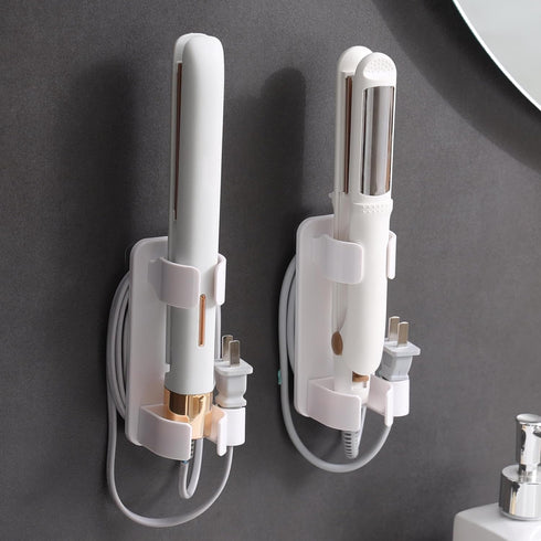 Wall Mounted Curling Iron Holder - Hair Dryer, Curler & Straightener Storage Organizer for Bathroom (1 Pack)