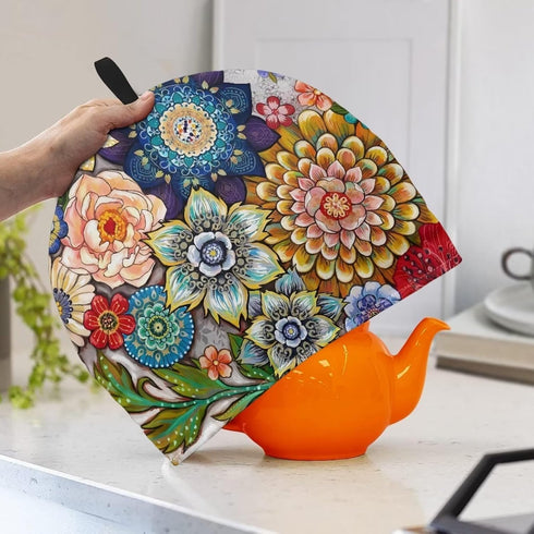 Mandala Large Tea Cozy for Teapot, Insulated Dust Cover, Lightweight Handmade Tea Pot Decor