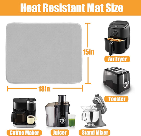 Heat Resistant Mat for Air Fryer, 15 x 18in Silicone Countertop Protector for Appliances, Grey