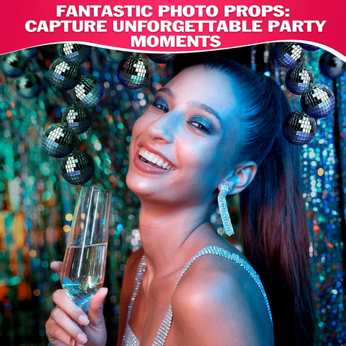 24 PCs Mini Disco Balls Set - 1.8 in Ornaments for Parties, Lightweight & Portable Decorations, Silver Sparkle