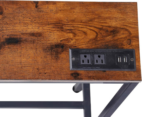 Nouva 70 Inch Narrow Console Table with Outlet, Sofa Table with Charging Station, Behind Couch Table with Metal Frame