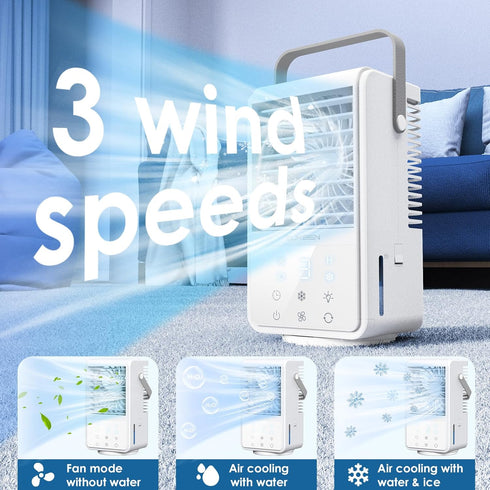 Portable Air Conditioners, Mini Air Conditioner with 90° Oscillation, 3 Speeds, 1000ml Evaporative Cooler for Room