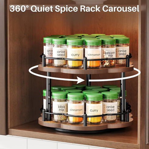 2 Countertop 10 Inch Spice Rack Lazy Susan Organizer for Cabinet, Rotating Spice Organization Tier Adjustable Lazy