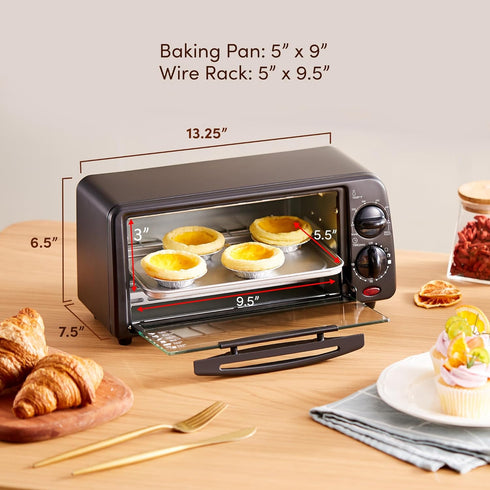 Elite Gourmet ETO236 Personal 2 Slice Countertop Toaster Oven with 15 Minute Timer Includes Pan and Wire Rack, Bake, Broil, Toast, Black by Elite Gourmet