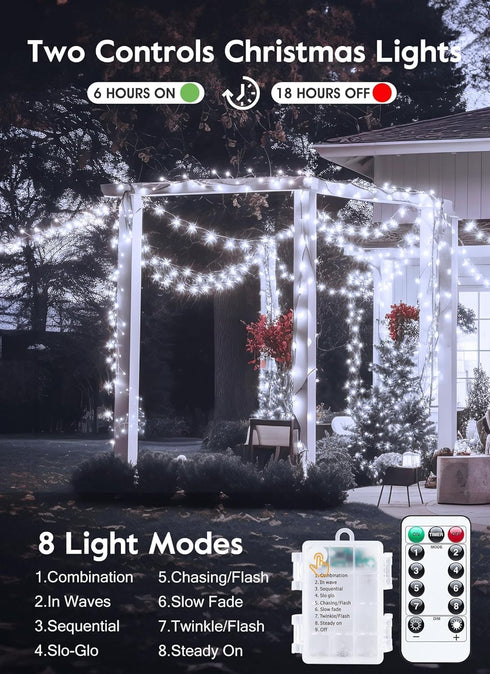 5 60 2 Pack Outdoor Fairy Firecracker Lights Battery Operated, Feet LEDs Twinkle String Lights with Remote, Starry