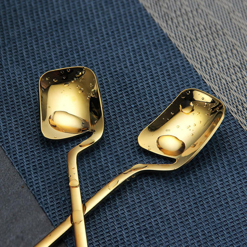 IQCWOOD Coffee Spoons, 5.6 Inches Demitasse Espresso Stainless Steel Small Spoon, Set of 6 Gold Teaspoons