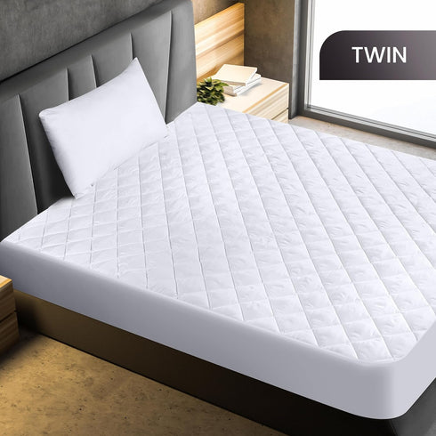 Utopia Bedding Quilted Fitted Mattress Pad (Twin), Elastic Protector, Machine Washable, White