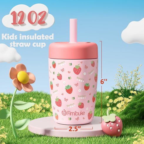 Fimibuke 12 OZ 2 Pack Kids & Toddler Cups Spill Proof, Insulated Sippy Cups for Toddlers Boys Girls, BPA-Free Toddler