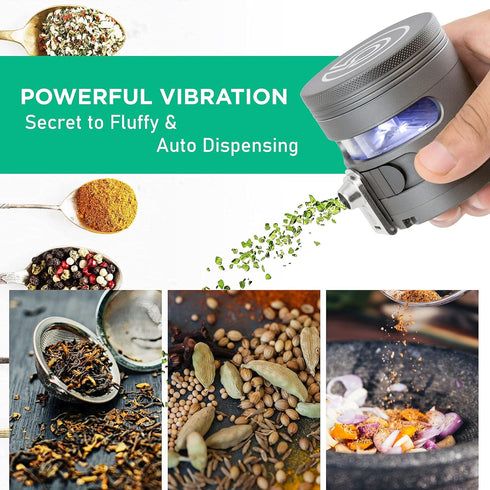Cloudious9 Tectonic9 2.5" - Herb Grinder Automatic Electric Herbal Spice Dispenser Large Aluminum Alloy (Grey)