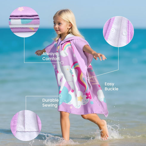 30"x30" Joiedomi Kids Beach Towels with Hood for Girls Purple Unicorn Hooded Toddler Bath Towel Quick Dry Soft