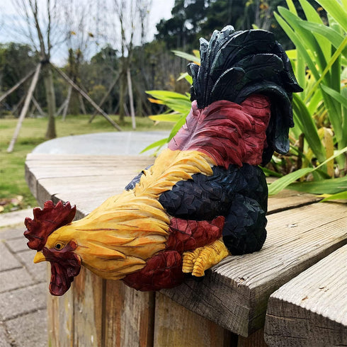 Garden Statues Cock Art Decoration Rooster Figurine for Yard, Chicken Sculpture Ornaments