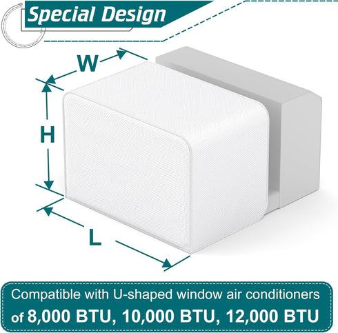Window Air Conditioner Insulation Cover for U-Shaped AC Units, Universal Fit for 8000/10000/12000 BTU