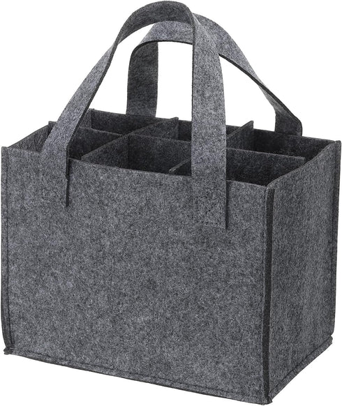 PATIKIL Grey 6 Bottle Wine Carrier Tote Bag, Reusable Wine Storage Bag with Divider, Portable Gift Bag