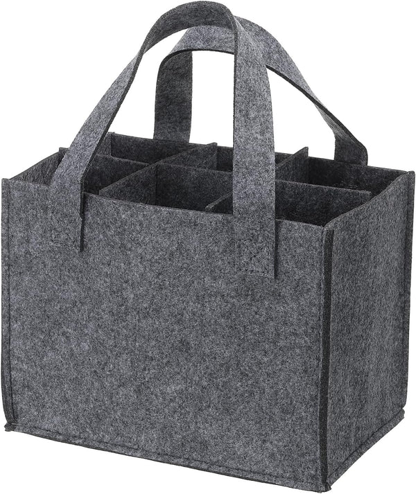 PATIKIL Grey 6 Bottle Wine Carrier Tote Bag, Reusable Wine Storage Bag with Divider, Portable Gift Bag