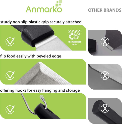 Metal Spatula Set of 6 - Griddle Accessories Kit, Grill Flat Spatula Pancake Flipper for BBQ Grill