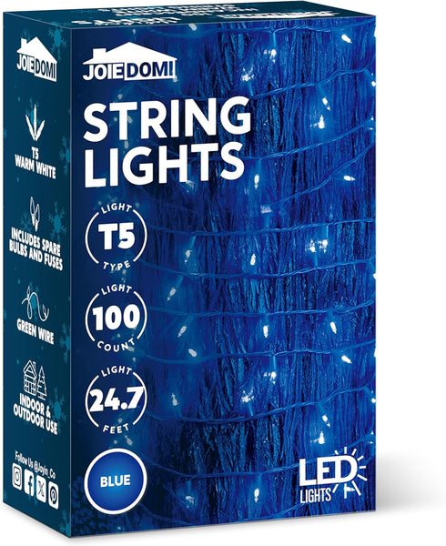 Lights,100 Count 26.4 Joiedomi Blue LED Christmas String Mini Fairy Light with FT Green Wire,Lighting Decor for Indoor