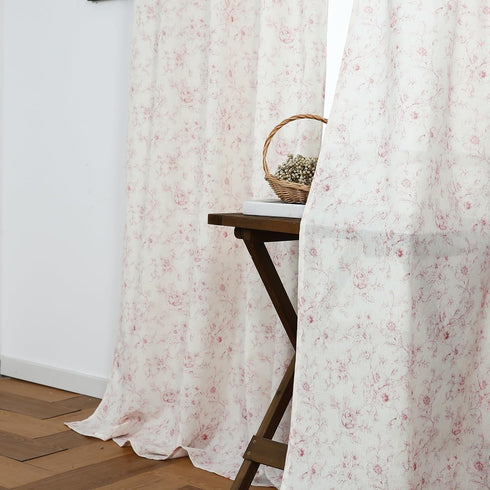 Country 96 2 Set Pink Curtains for Nursery Girls Bedroom,French Sheer Blush Floral Victorian Toile Whimsical Pastel