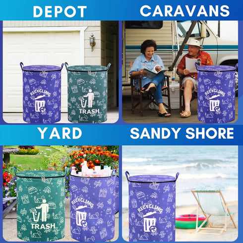 Werduoland 2 30 Pcs Gallon Collapsible Trash Can Portable Waterproof Reusable with Zippered Lid for RV's, Camping