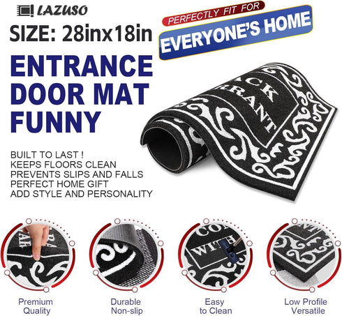Welcome Mat, Outdoor Indoor Non-Slip Rubber Backing, Funny Come Back with A Warrant Door Mat