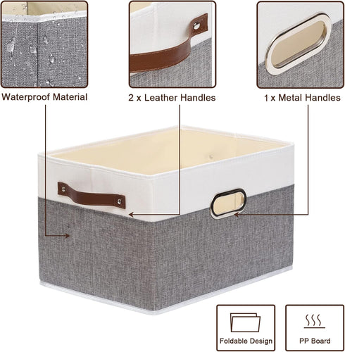 Yawinhe Fabric Storage Baskets, Large Foldable Closet Organizer for Shelves, Canvas Storage Bins for Clothes,