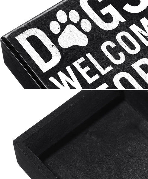 Dogs Welcome People Tolerated Decor, Rustic Wood Box Sign for Animal Lovers, Dog Signs, Farmhouse Decor, 5 x 6 x 1.77