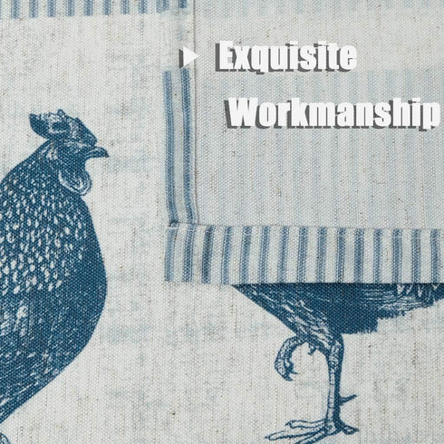 SXZJTEX Farmhouse Rooster Kitchen Boho Rustic Linen Rod Pocket Window Curtains - Small Stripe for Living Room, Kitchen,