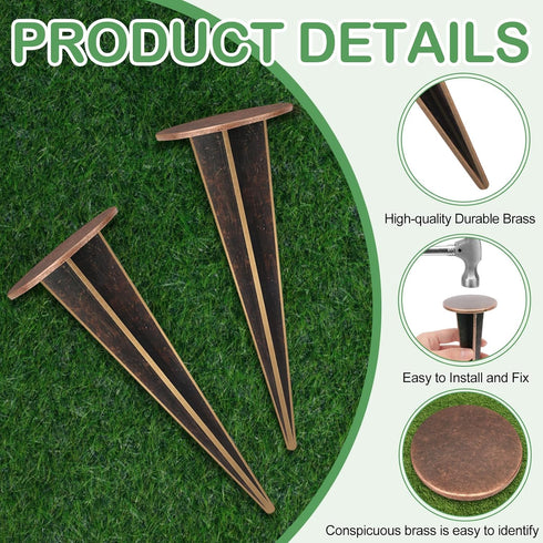 4 Pack 7x3 Inch Permanent Property Line Markers, Brass Boundary Markers for Property Land Survey Stakes Heavy Duty