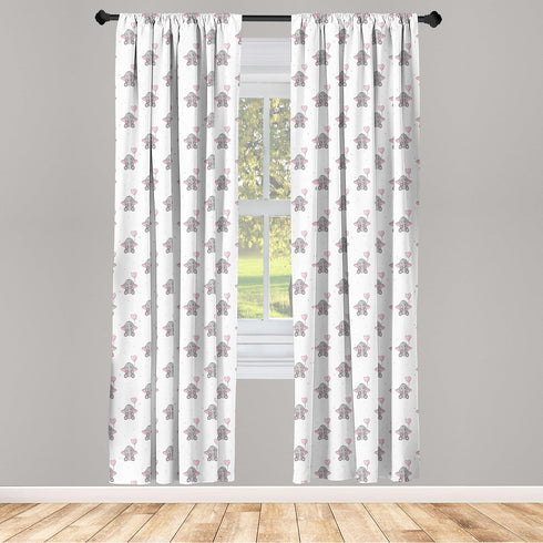 Ambesonne Animal Cartoon Curtains, 2 Panel Set for Living Room Bedroom, Heart Shaped Pink Balloons Design, 28" x 63",
