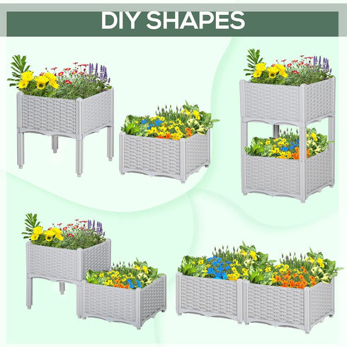 2 Outsunny Piece Raised Garden Bed with Legs, Planter Box Raised Bed to Grow Flowers, Herbs & Vegetables, Gray